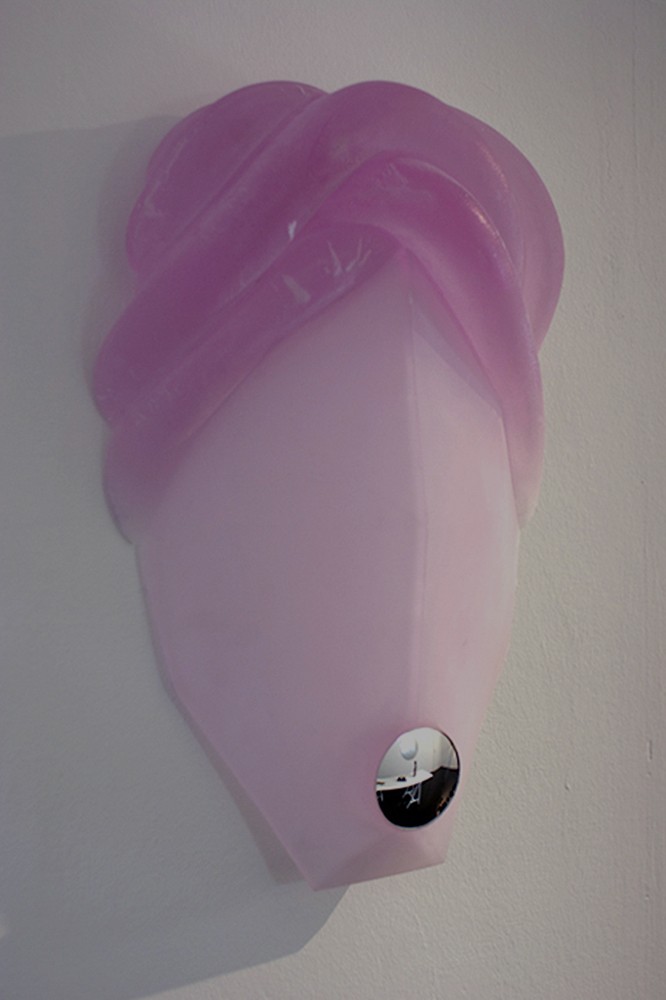 'Medusa: pink and raw', 2009 Cast plastic, pigment, convex mirror