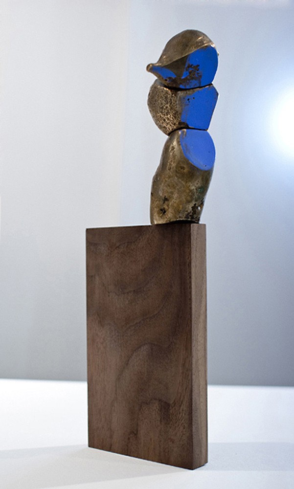 'Vegetarian. Overhead', 2009 Bronze, walnut, metal, paint 15 x 5 x 3 inches